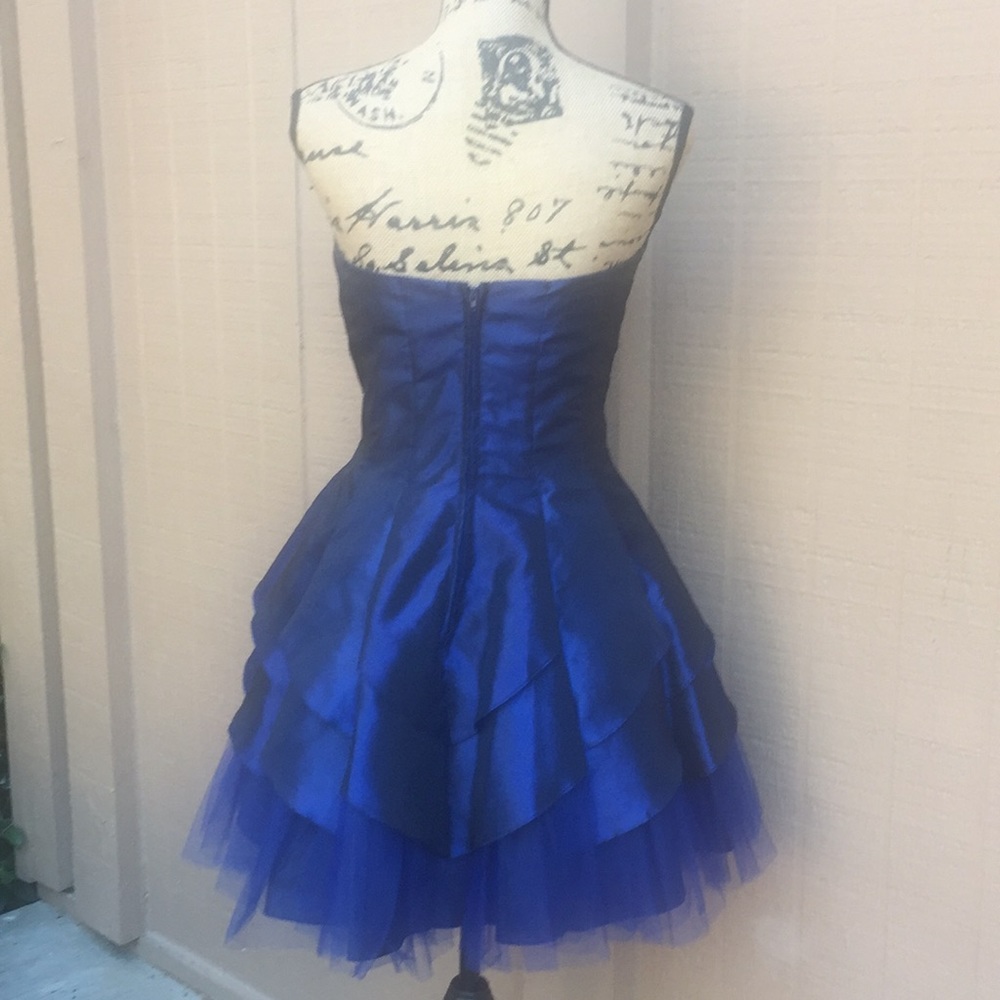 Sz 7/8 Steppin Out Electric Blue Strapless Dress - Picture 6 of 6